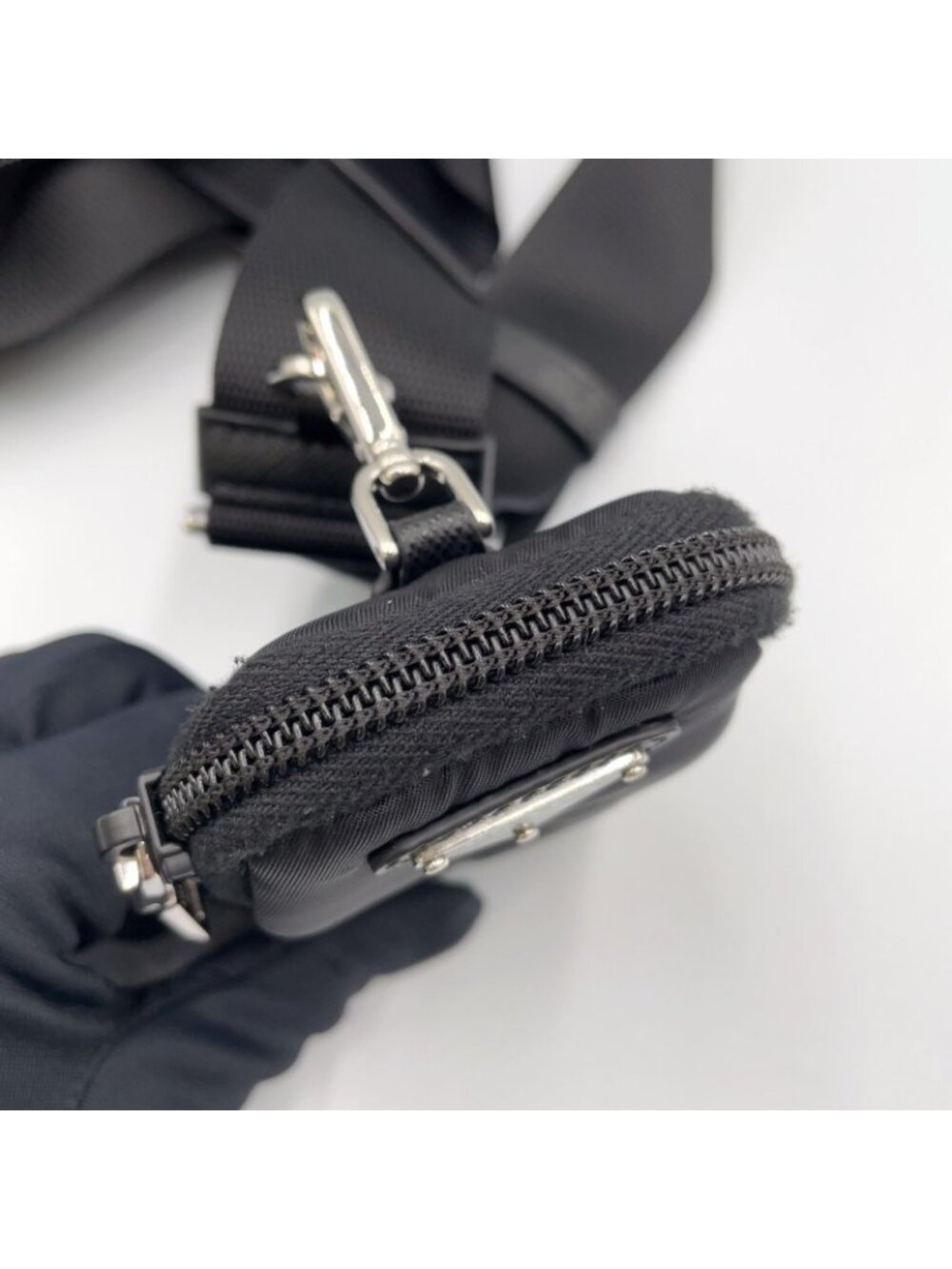 Prada Re-Nylon Black Shoulder Bag Silver - Picture 13 of 14